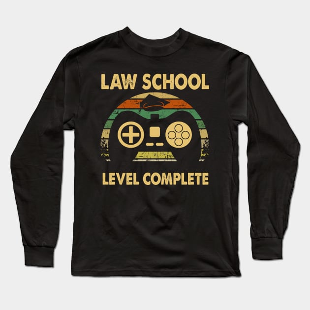 Vintage Law School Level Complete Last Day of School Shirts Long Sleeve T-Shirt by crosszcp2